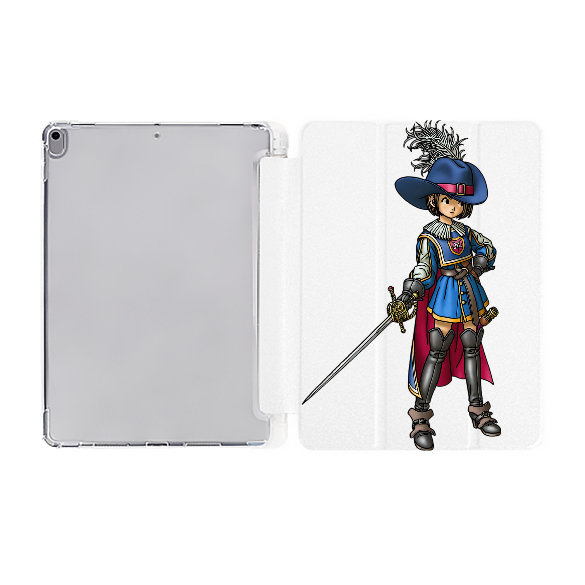 （画像用） ドラゴンクエスト Doragon Kuesuto Dragon Quest IPad ケース ペン収納付き 三つ折りスタンド PUレザー×シリコン 対応機種9.5/10.5/10.9インチ